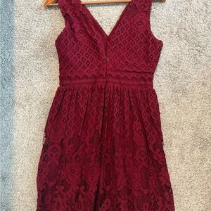 Black Swan Sexy Burgundy Lace Midi Dress Size Small